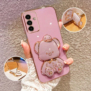 Capa Para Telefone À Prova De Choque Samsung Galaxy A55 A15 A54 A34 A33 A13 A14 5G A04S A13 4G De Proteção Do Suporte Urso De Bebê Com Chapéu 3D