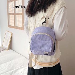 Lovito Mochila Casual De Veludo Estilo Coreano Simples Para Mulheres LFA11278