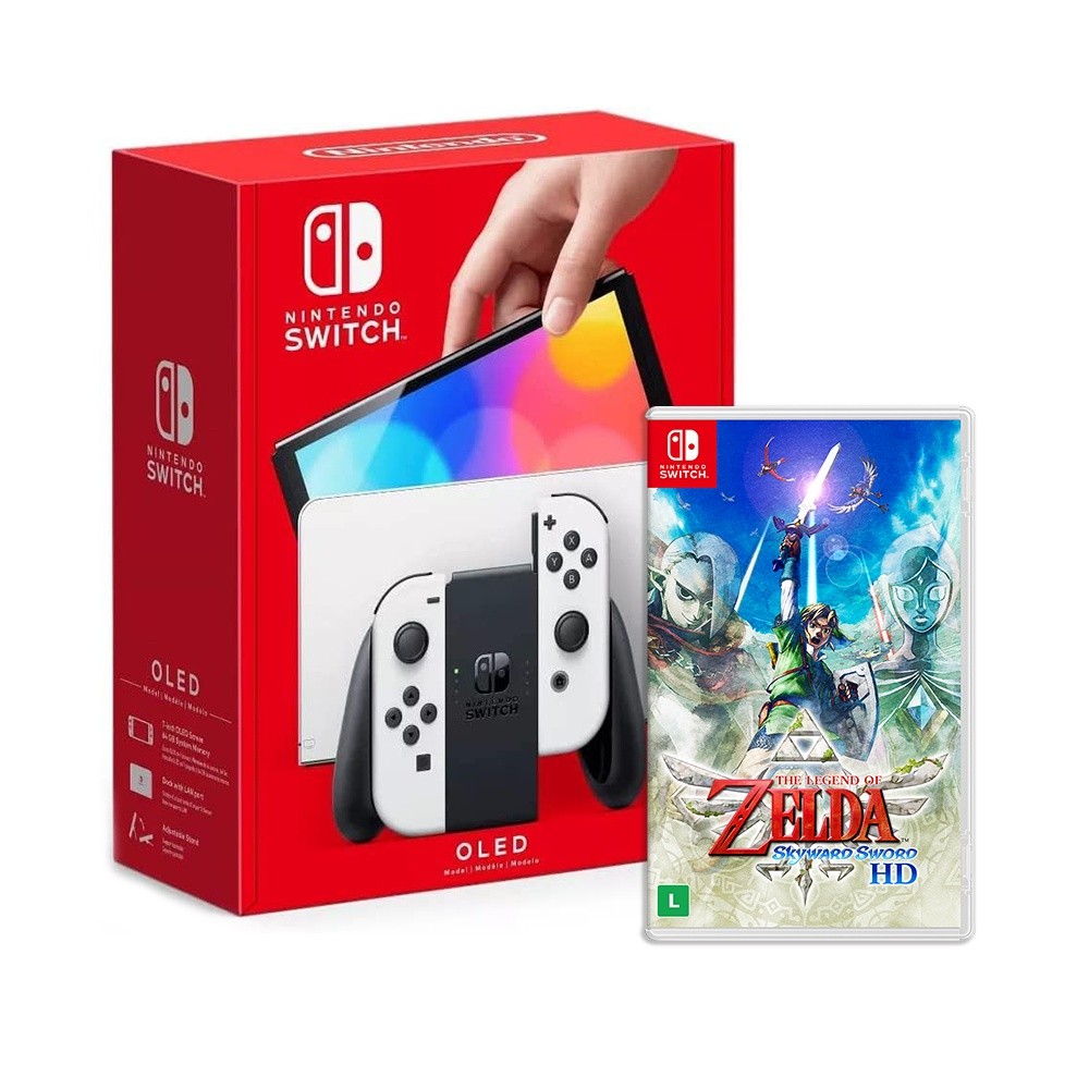 Console Nintendo Switch Oled Branco + Jogo The Legend of Zelda: Skyward Sword HD
