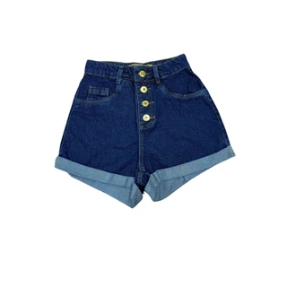 Short Jeans botões barra dobrada 100%