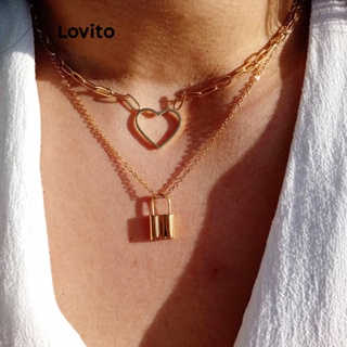 Lovito Colares Cruzados Casuais De Metal Liso Com Corrente Punk De Três Camadas Para Mulheres LCS05104
