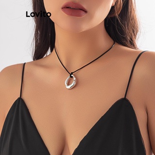 Lovito Colares De Corrente De Corda De Coração Geométrico De Metal Liso Casual Para Mulheres LCS05090