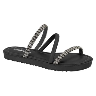 Tamanco Flatform Baixo 3 Tiras Com Strass Moleca 5413.1100