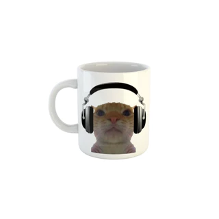 Caneca Gatinho de Fone Figurinha
