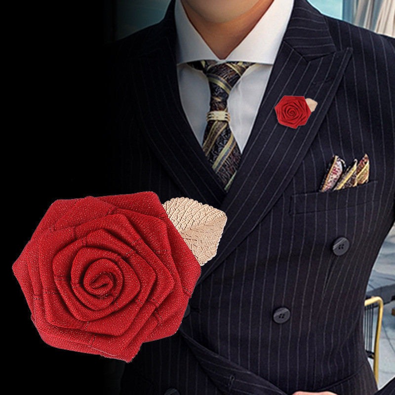 Colarinho Flor Rosa Terno Camisa corsage Broche Macho E Fêmea Decoração De Vestido De Feito À Mão
