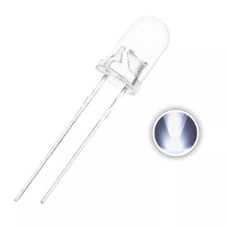 100 Peças - Led Branco Alto Brilho 5mm Transparente 18000Mcd