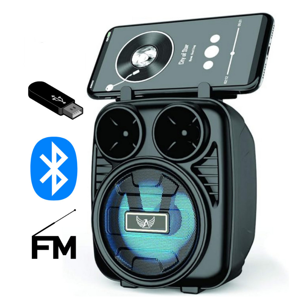 Caixa de Som Bluetooth Wireless Suporte Celular Portátil Potente Radio ...