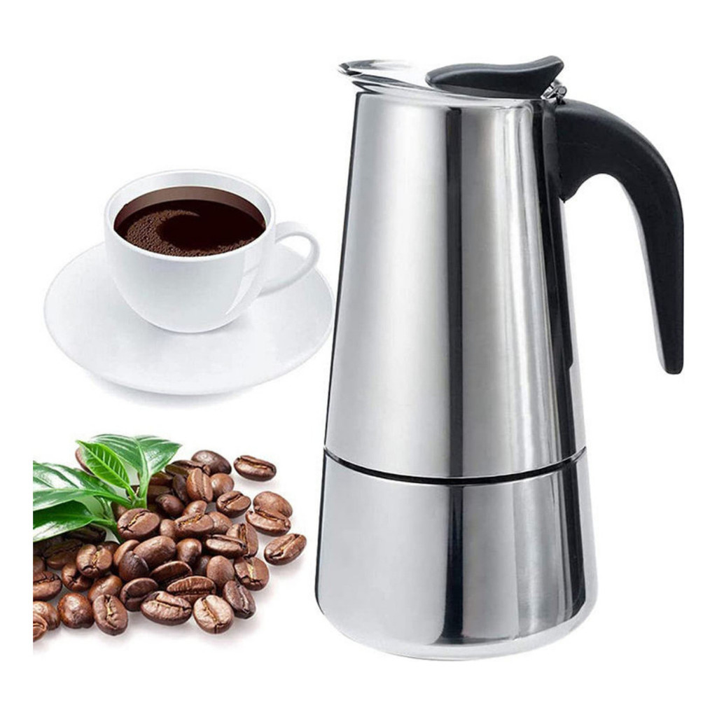 Cafeteira Italiana Inox 100ml Para 2 Xícaras De Café | Shopee Brasil