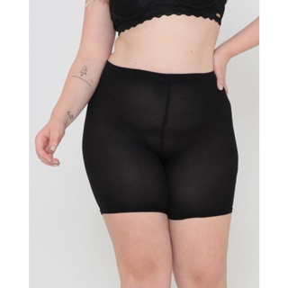 Bermuda Plus Size Poliamida Lisa Preta