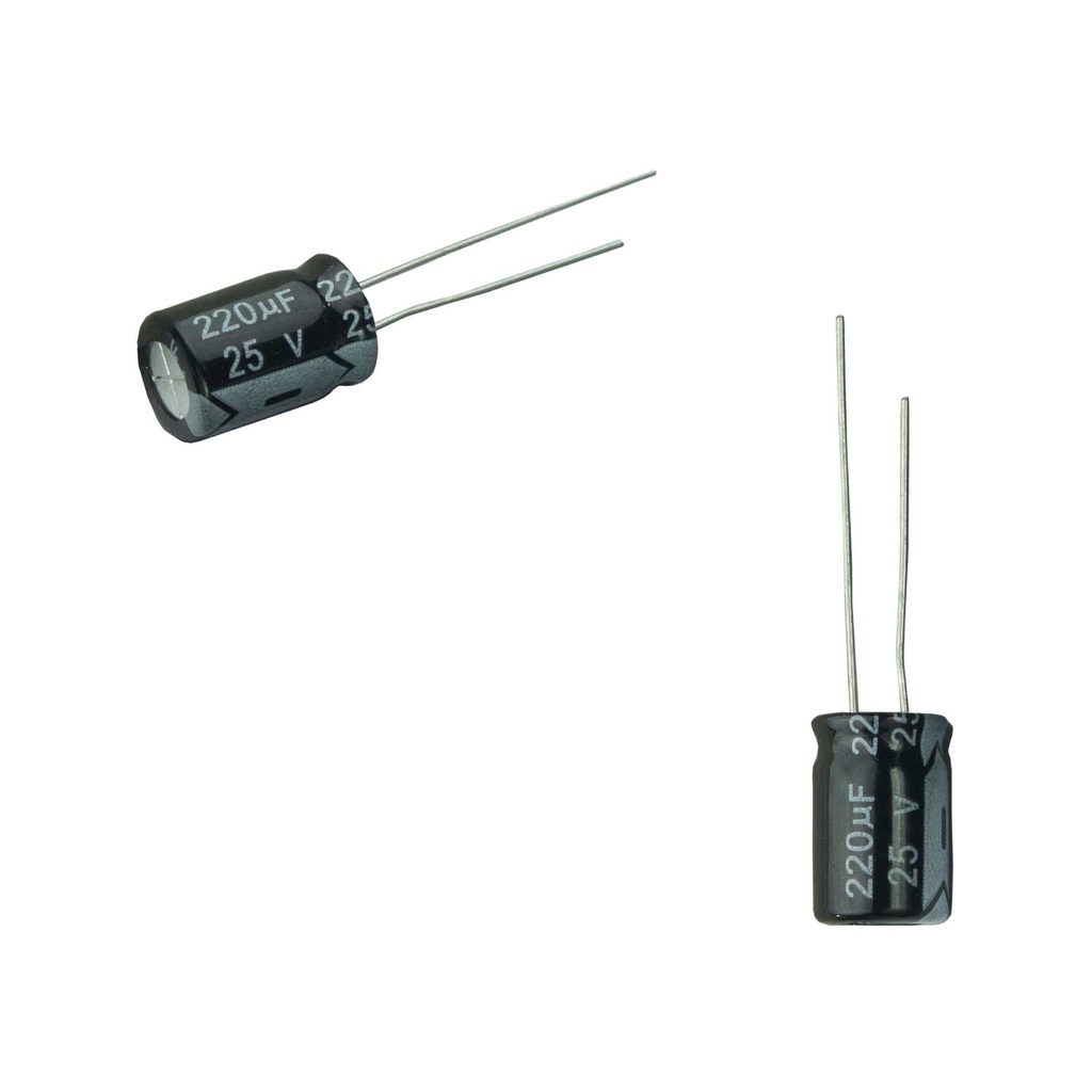 50x Capacitor Eletrolítico 220uf x 25v 105º Kit c/ 50 Peças