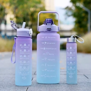 Kit da Garrafa de Água Squeeze Motivacional Com Adesivos 300ML+900ML+2000ML Ming