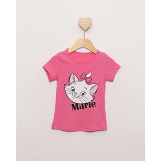 Camiseta Bebê Disney Marie Manga Curta Rosa