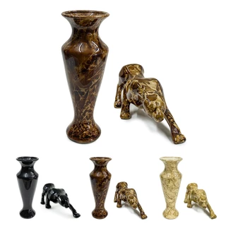 Kit Pantera Negra + Vaso Angelus De Cerâmica Brilhante Para Decoração Sala Escritório Aparador Mesa Rack