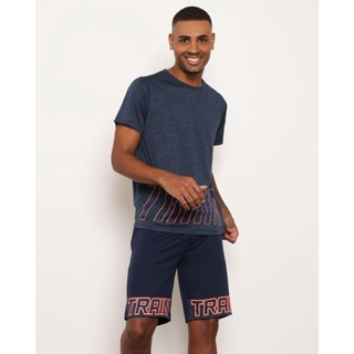 Camiseta Masculina Esporte Estampa Train Manga Curta Marinho