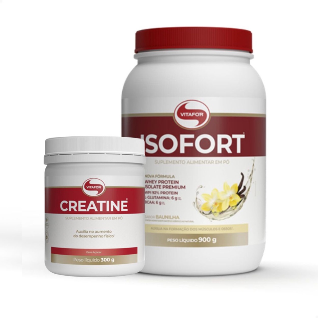 Kit Creatina 300g + Whey Protein Isolado Isofort 900 Vitafor