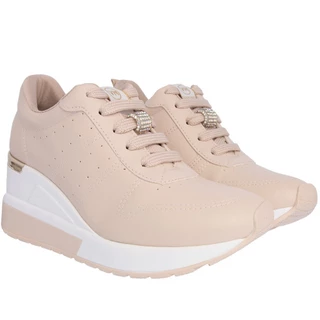 Tênis Via Marte Anabela Feminino Detalhe Strass Nude