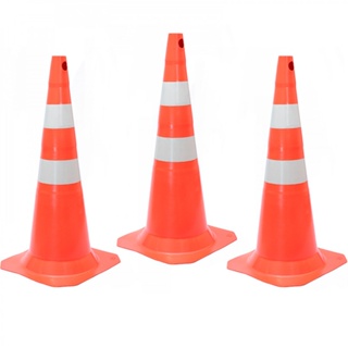 Kit 3 Cones para sinalização 50 cm com 2 faixas - RM-43