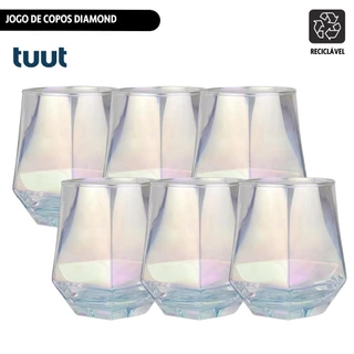 Jogo c/6 Unid Copo Diamond Furtacor Vidro 320ml Tuut