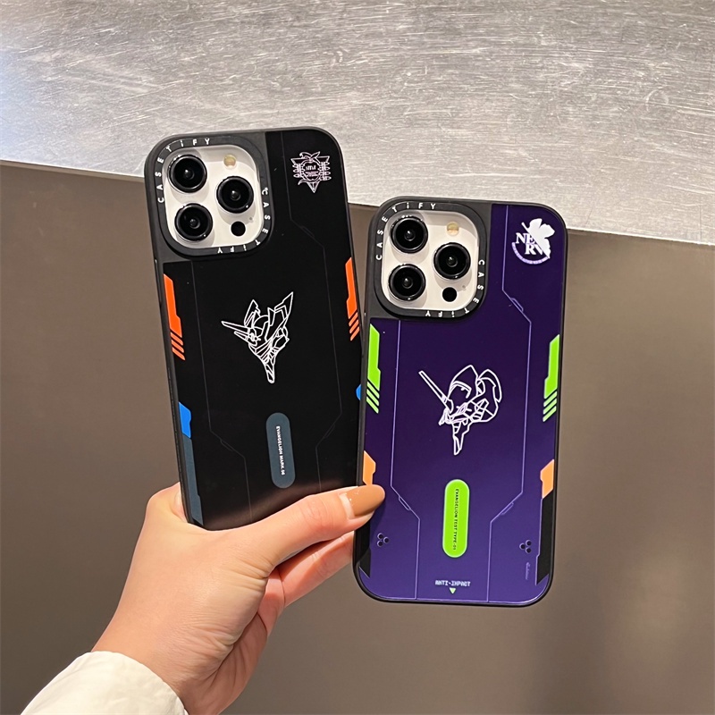 CaseTifg Marca Anime EVANGELION EVA Estojo Original Para Telefone Espelhado Com Caixa iPhone 15 11 12 13 14 Pro Max Shockproof Protect De Luxo Da Moda Silicone De Qualidade Dura