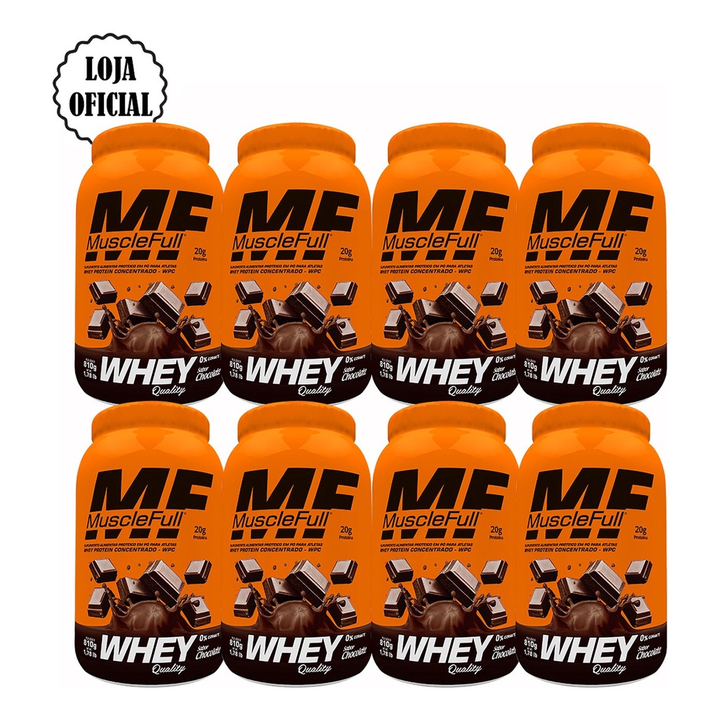 Kit 8un Suplemento Alimentar Whey Protein 810g Muscle Full
