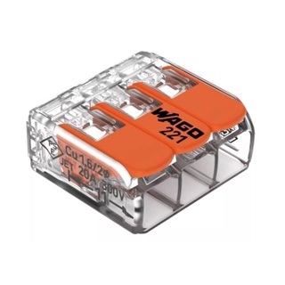 CONECTOR WAGO COMPACTO EMENDA 3 FIOS 221-413 - 20 PEÇAS