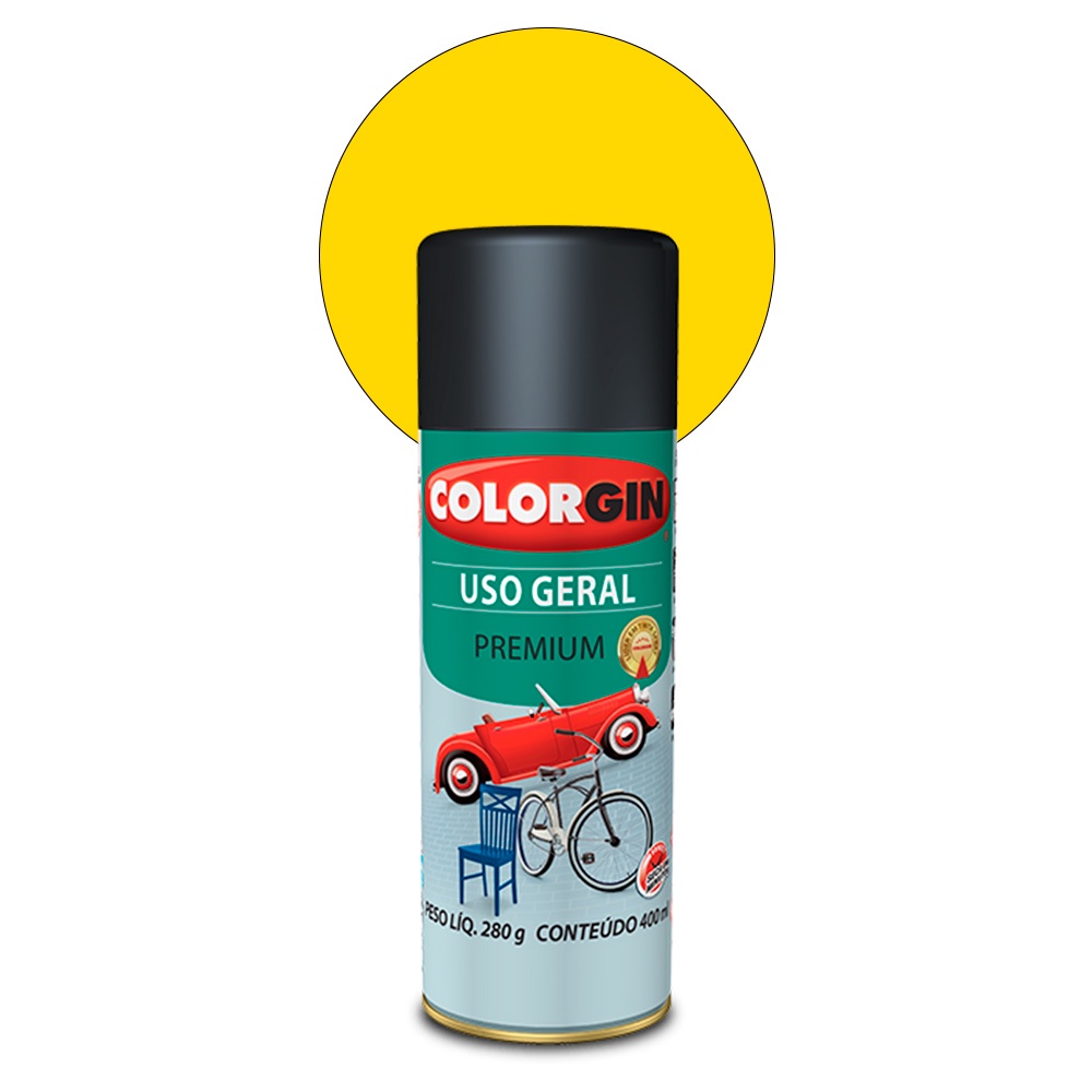 Spray Colorgin Uso Geral Amarelo Brilhante 400 ml | Shopee Brasil