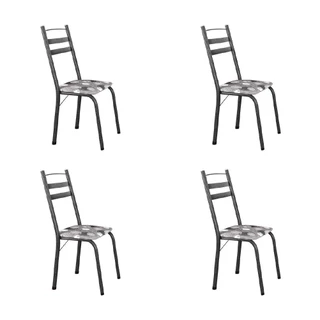 Conjunto Com 4 Cadeiras Tubular Itália Artefamol Dark