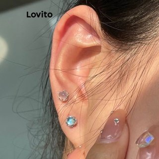 Lovito Brincos De Strass Com Encadernação Simples E Casual Para Mulheres LFA11199