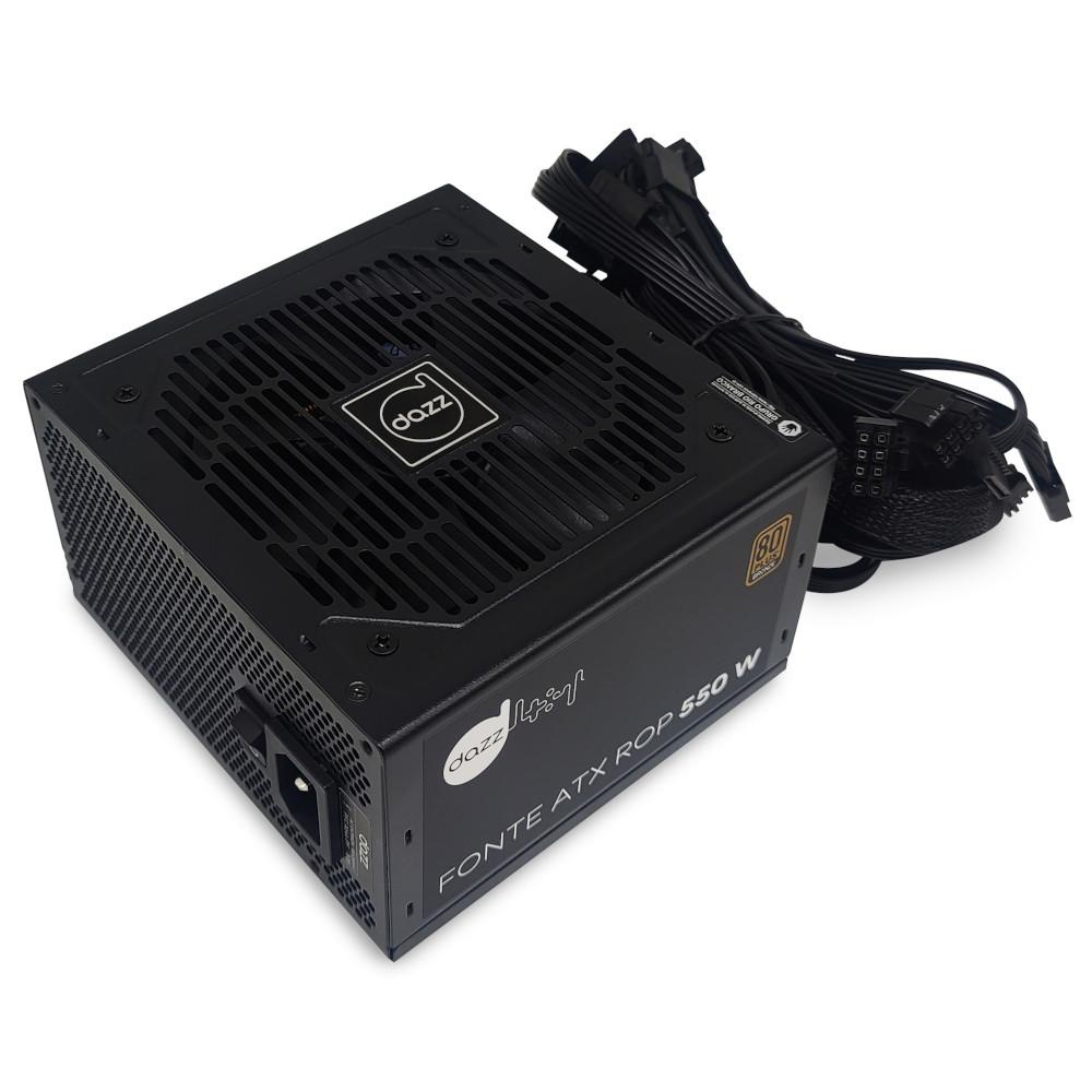 Fonte PC 550W ROP 80 Plus Bronze PFC Ativo, Bivolt automática, 63000001, MAXPRINT/DAZZ