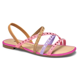 Sandalia Dakota Rasteira Conforto Feminina Macia Tiras Spike Original