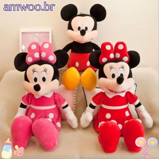 AMWOO Mickey Mouse Plush Dolls , Animais De Pelúcia Almofada Macia , Kawaii Brinquedos Decoração De Quarto De Aniversário Minnie Kids