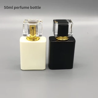 Frasco De 50ml De Perfume Premium Refilável Vidro Preto Wjhite Spray Vazio Cosméticos De Viagem Portáteis