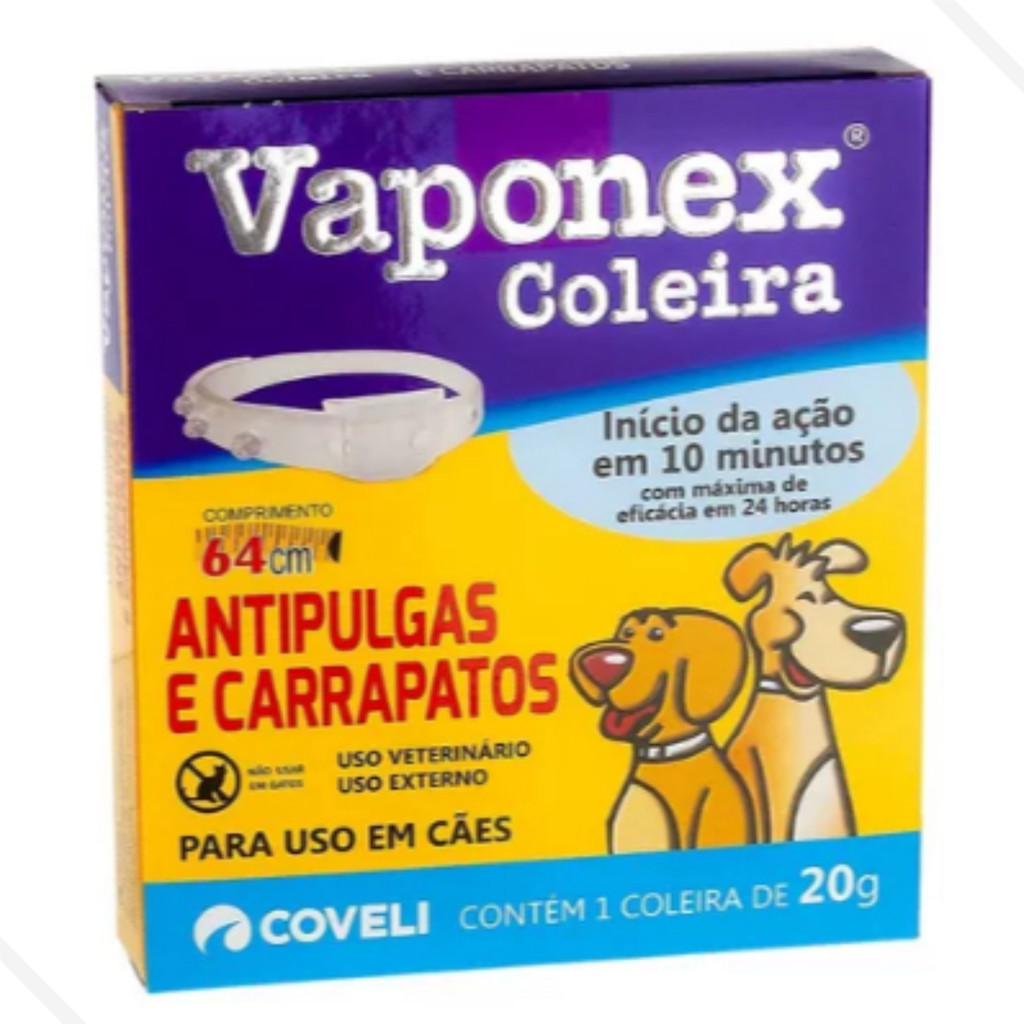 Coleira Antipulgas E Carrapatos Vaponex Coveli - 64cm | Shopee Brasil