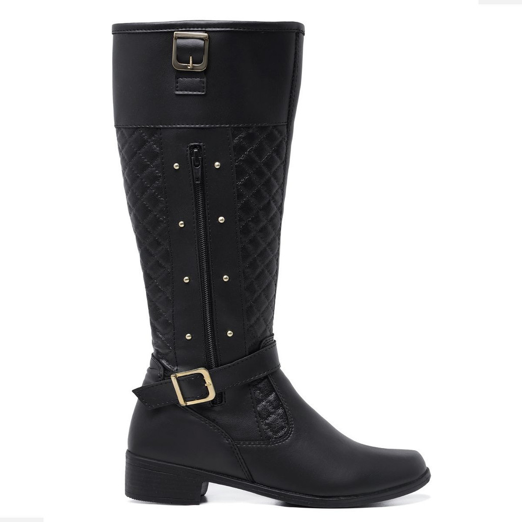 Bota Cano Alto Feminina Zíper Lateral Casual Dia A Dia 11079 | Shopee ...