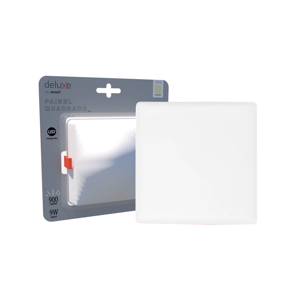 Painel Led Flat 9w 4000k Emb Quadrado Bivolt Ip20 Br Deluxe