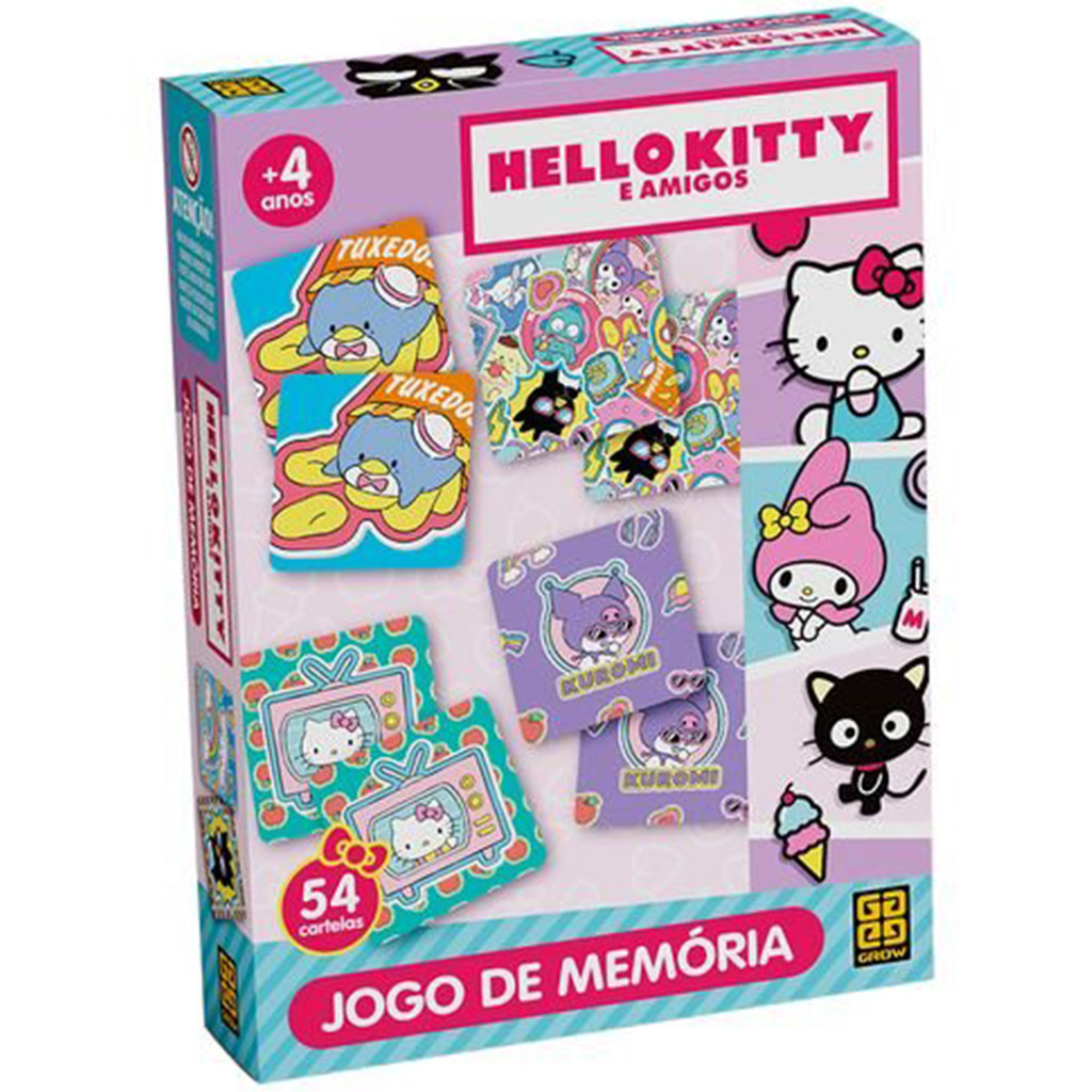 Jogo Brinquedo Memória Cartas Hello Kitty E Amigos 27 Pares Meninas ...