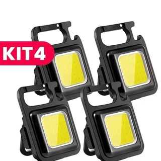 KIT 4 Mini Lanterna Led Portátil Usb Recarregável Bolso Tática Abridor