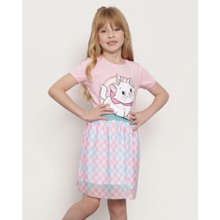 Camiseta Infantil Manga Curta Disney Estampa Marie Rosa