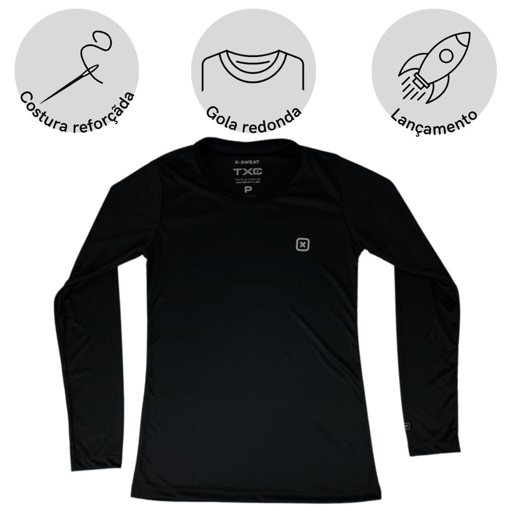 Camiseta Feminina TXC X-Sweet Manga Longa 100% Ploéster Rosa e