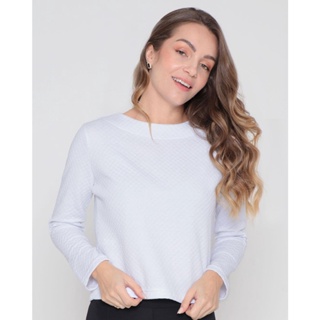 Blusa Feminina Manga Longa Matelassê Branco