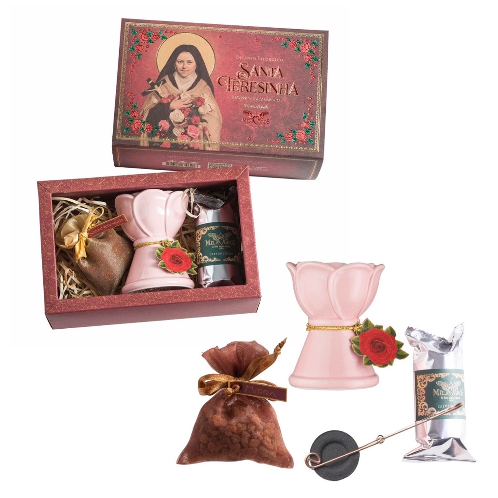 Kit Incenso Santa Teresinha de Lisieux para Oração Incensário Igreja ...