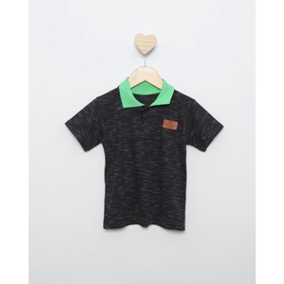 Polo Bebê Menino Gola Dobrável Preta