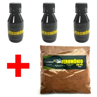 Kit 3 x Feromônio Liquido 100ml + 1 x Feromônio em Pó 200g - Para todo tipo de Peixe - Original Lambari