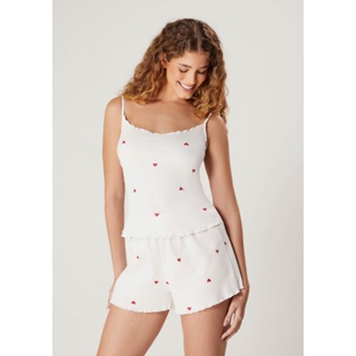 Pijama Curto Feminino Estampado Em Ribana Hering