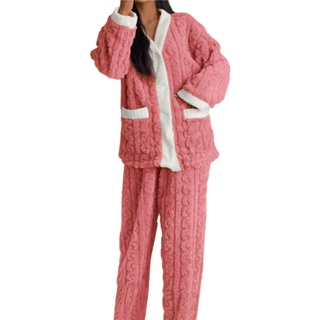 Roupa De Dormir Feminina Kawaii Flanela Conjunto De Pijama Feminino Inverno  Veludo Manga Longa Roupas Quentes Para Casa Anime Pijama Para Jovem  Camisola Gif De $124,7