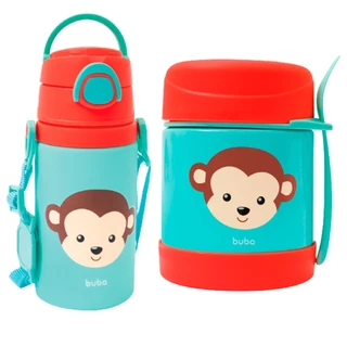 Pote Térmico Animal Fun Macaco 320ml Talher Garrafa Térmica Alumínio 400ml Animal Fun Buba