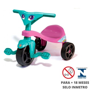 Triciclo Infantil Com Pedal Motoca Menina Suporta ate 24kg Velotrol Tico  Tico Aprox 2 anos