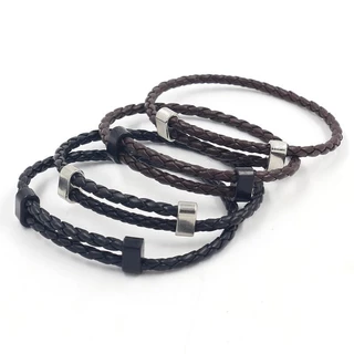 Vintage Fashion Hip Hop Ajustável De 8 Botões De Couro De Corda Pulseira De Casal De Jóias Acessórios
