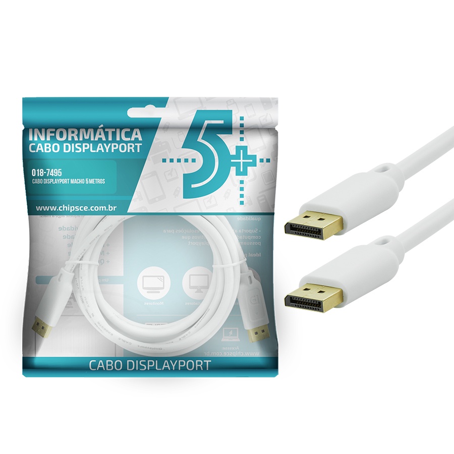 Cabo Displayport Macho X Macho 5m Metros 5+ Banhado Ouro
