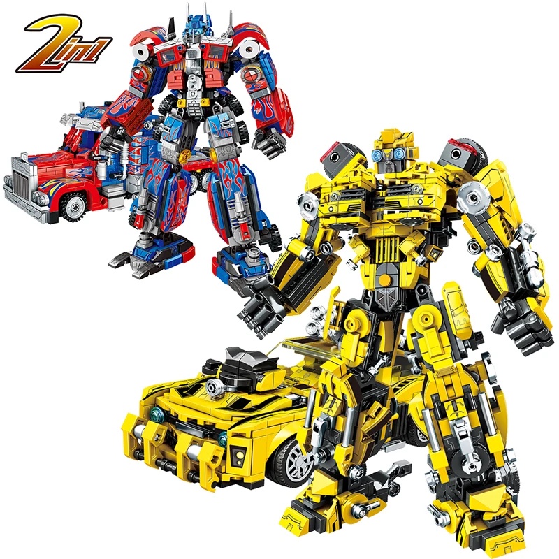 2 Em 1 Blocos De Construção De Robôs Morphing Car Brick Modelo Anime Personagem De Brinquedo De Plástico Para Kids Boy